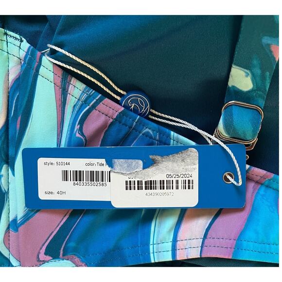 New Birdsong Tie Front Bikini Top Tide Pool 40H - Picture 5 of 9